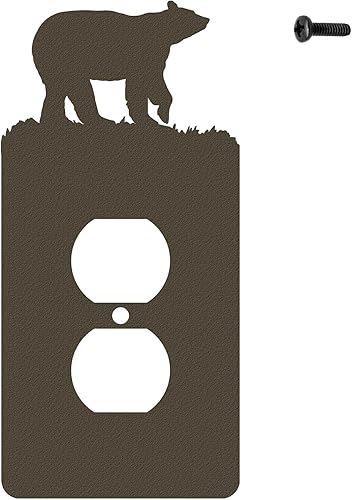 Miniatura 32 de Bear - Placa de pared para interruptor de luz (palanca simple, negro) - Fabricado en Estados Unidos Negro -,Marrón