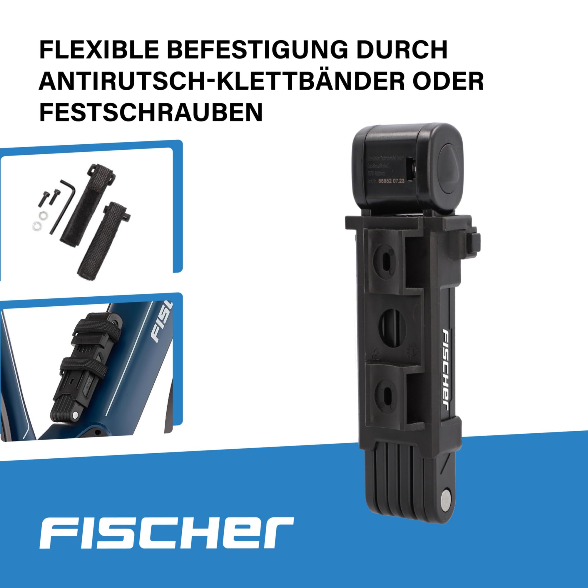 Fischer - Lucchetto pieghevole con supporto e 2 chiavi di sicurezza