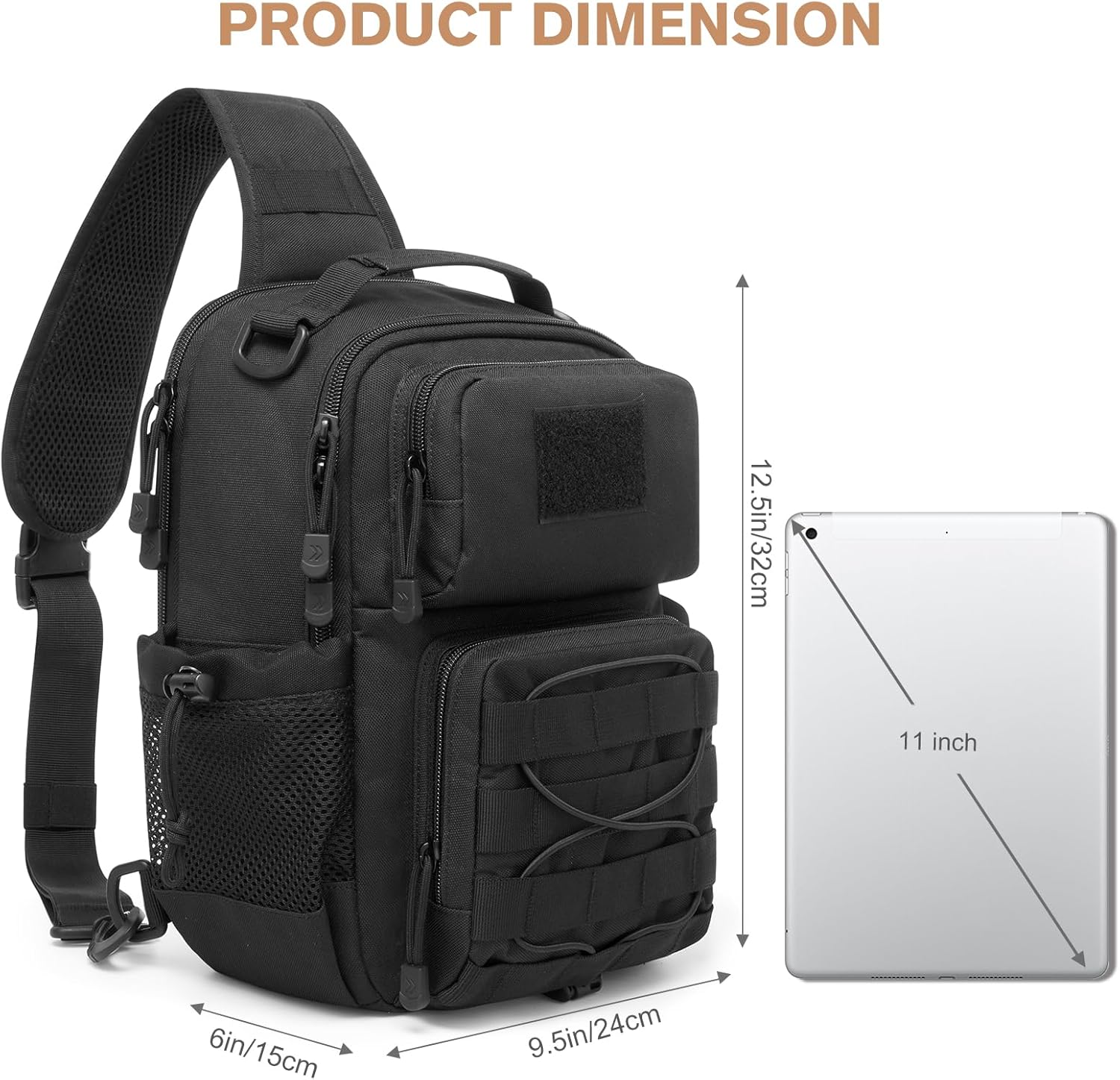 G4Free Tactical Sling Bag for Men Women EDC Concealed Carry Bag with Molle Crossbody Shoulder Pack (Black) - Image 2