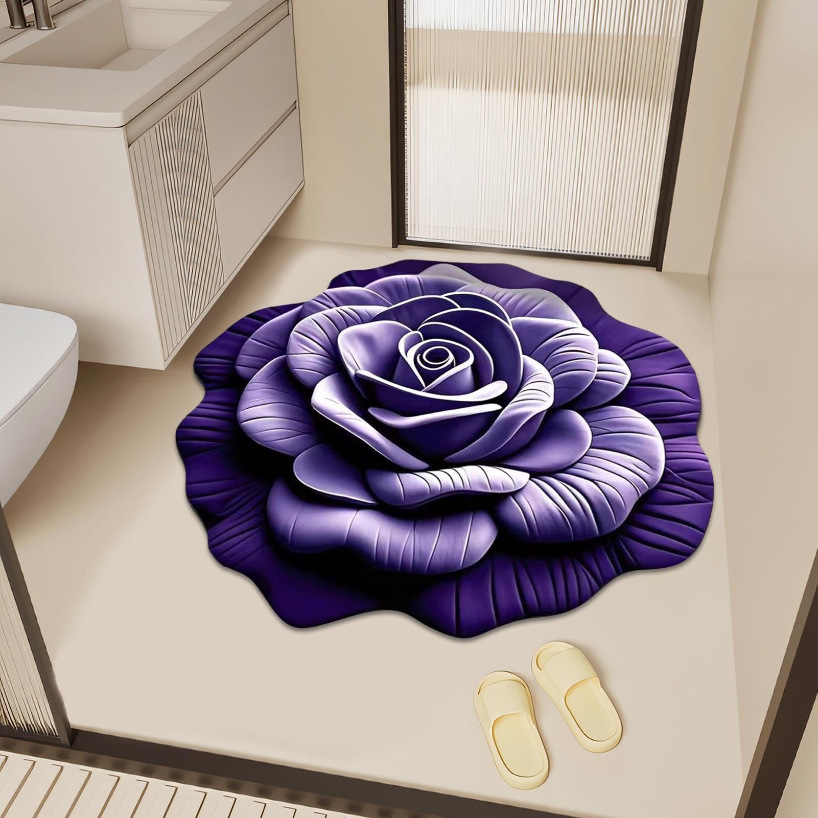 Alfombra De Baño Antideslizante De Felpa Suave Alfombra De Ducha Con Diseño | Reutilizable Absorbente Y Secado Rápido Para Entrada De Casa,