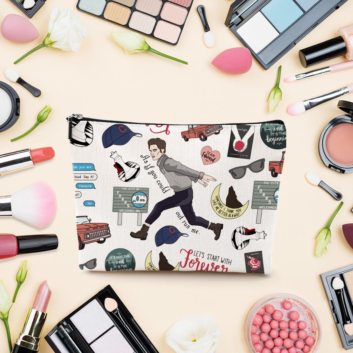 LONGXIN Twilight Merch Makeup Bag Cosmetic Bag Edward Movie inspired Gift Edw Vampire Gift TV Show Inspired Gifts for Girls Vampire Lover Edward Bella Fans Movie Lovers - Image 4