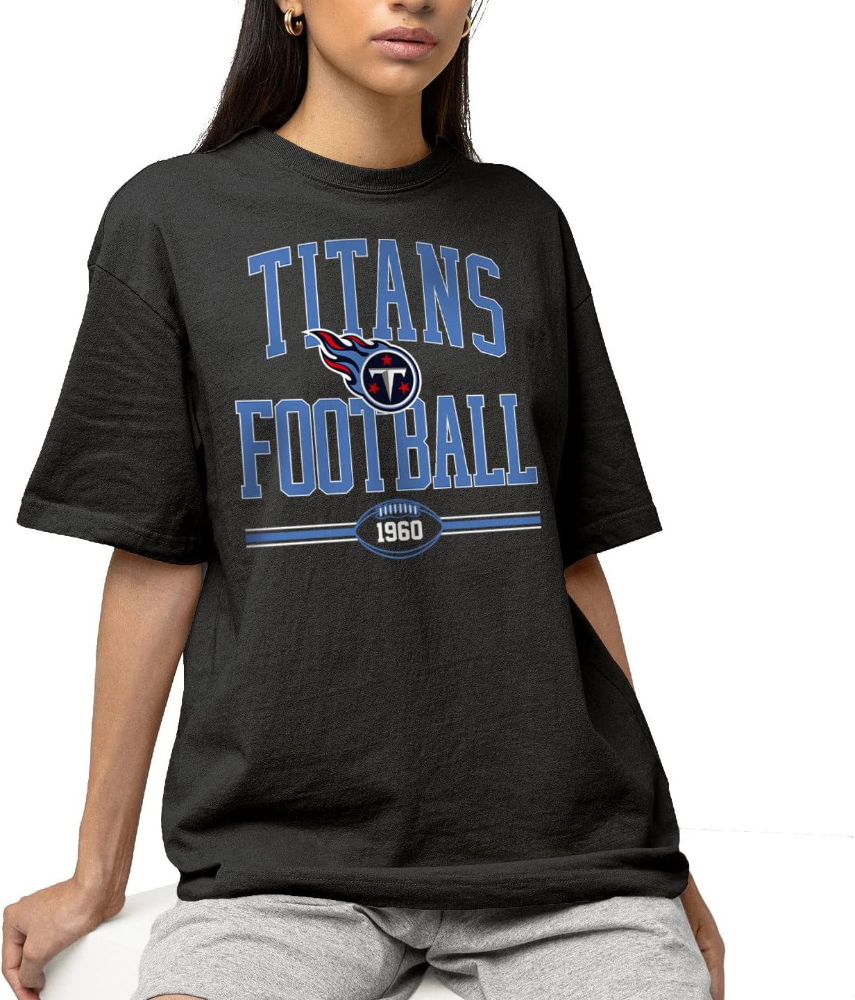 Hybrid Sports NFL - Tennessee Titans - Football Arch - Men's & Women's Short Sleeve T-Shirt - Size 3 X-Large, Tennessee Titans - Black - Image 2
