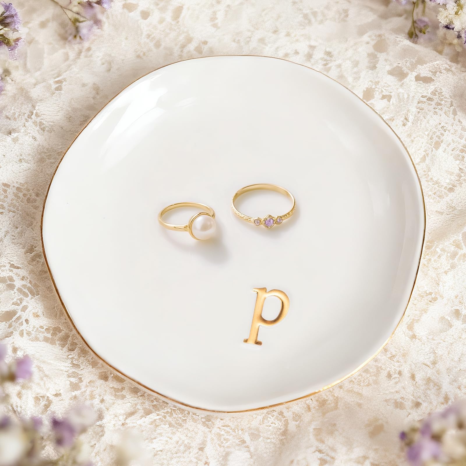 Birthday Gifts for Women, Ceramic Jewelry Tray, Room Decor, Decorative Trinket Dish for Rings Earrings Bracelet Necklaces Watch Keys, Bridal Shower Gifts, Friendship Christmas Birthday Gift for Women