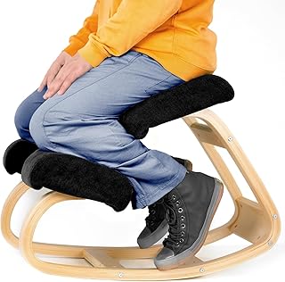 Ergonomic Kneeling Office Chair - Rocking Home & Work Wooden Computer Desk Chairs