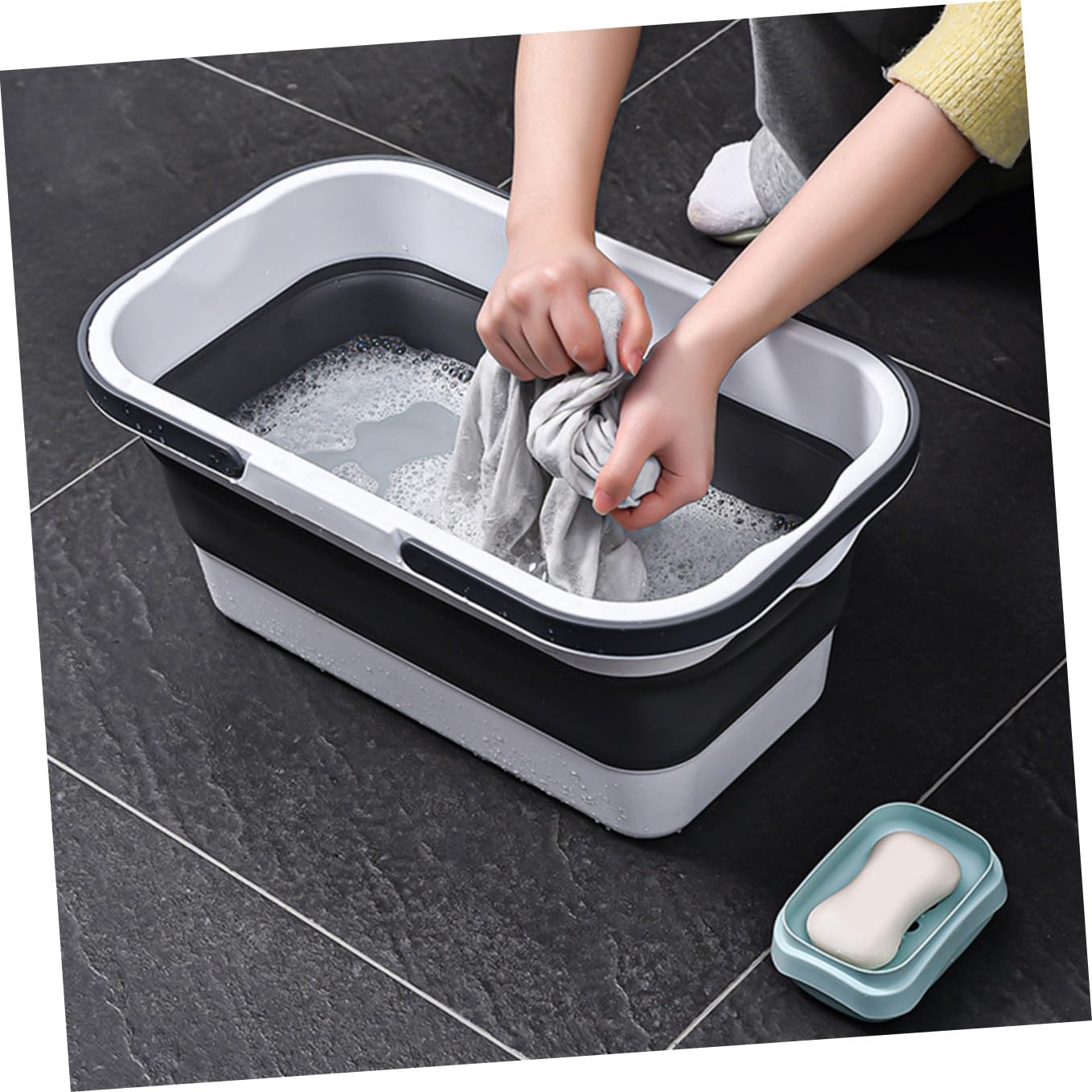 PartyKindom Cubo Plegable para Fregona Portátil 15l con Asa Resistente Cubo De Plástico Duradero Multifuncional para Limpieza Hogar Camping Senderismo Picnic
