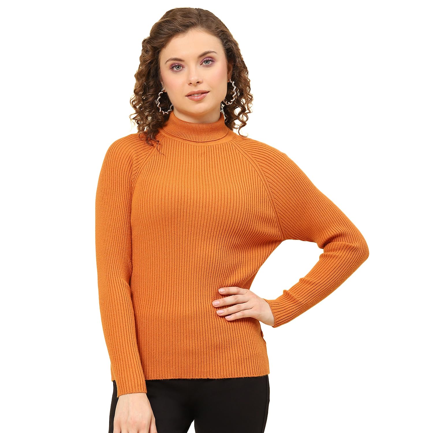 monte carlo Womens Solid Maroon High Neck Full Sleeve Sceavy-picture-23