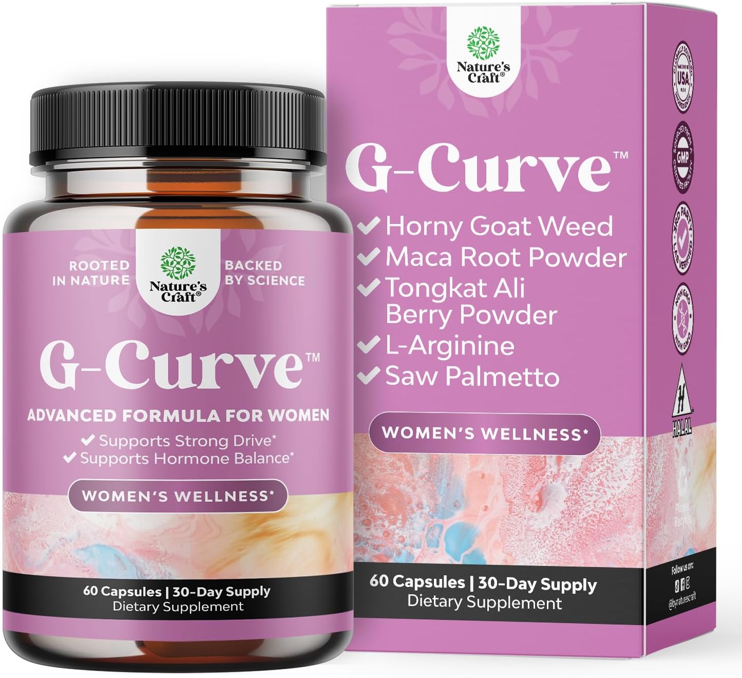 G-Curve Butt & Breast Enhancement Weight Gain Pills for Women - 60 Count