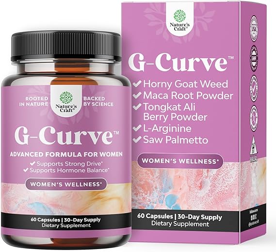 G-Curve Butt and Breast Growth Capsules - Horny Goat Weed for Butt Growth Support - Advanced Herbal Formula with Muira Puama & Maca Root - Supports Bigger Butt, Bigger Breast - Easy to Swallow - 60Ct