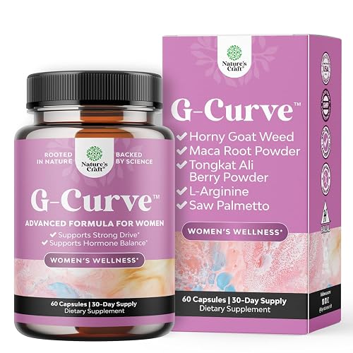 G-Curve Butt and Breast Growth Capsules - Horny Goat Weed for Butt Growth Support - Advanced Herbal Formula with Muira Puama & Maca Root - Supports Bigger Butt, Bigger Breast - Easy to Swallow - 60Ct - 60 Count (Pack of 1)