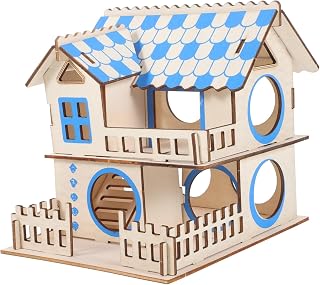 CIYODO 1Pc Hamster Villa Hamster De Dois Andares Dormindo Casa De Animais Pequenos Madeira Hamster Villa Quente Pequenos Animais De Estimação Cama Casa Natural Gerbil Casa Hamster