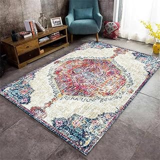 RUGMRZ Alfombra Infantil Impermeable Alfombra Silla Gaming La decoración de Flores de Colores de alfombras Retro es fácil de almacenar. 120X170CM