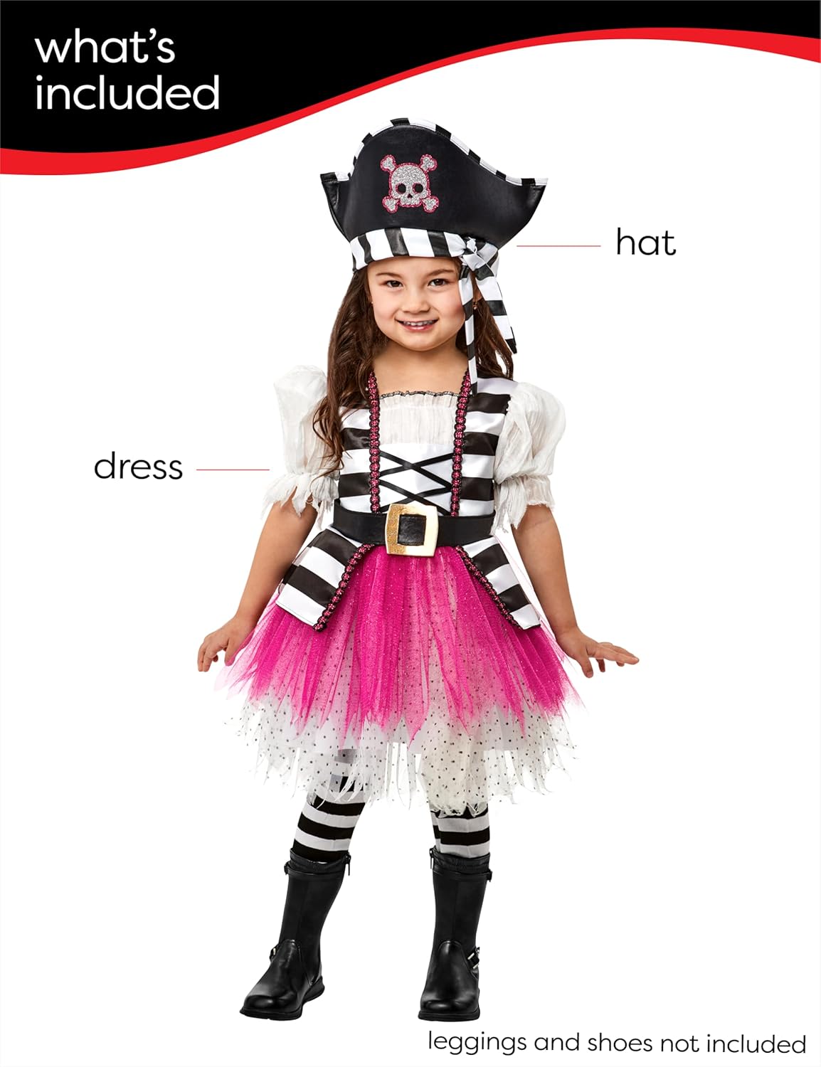 Rubies Little Pirate Girl Costume Dress for Toddlers, Girl's 2T