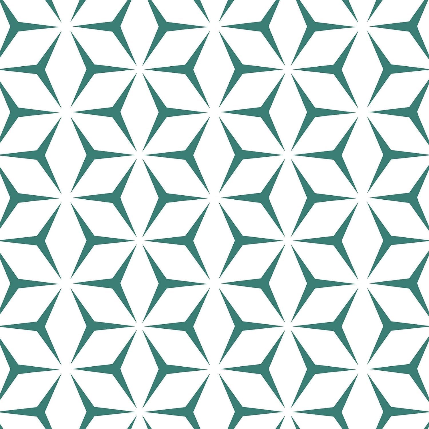 TEKCOOL Wall Paper Peel and Stick Modern Green Wallpaper Peel and Stick Boho Geometric Green Contact Paper for Cabinets and Drawers Renter Friendly Self-Adhesive Removable Waterproof 17.7” x 118”