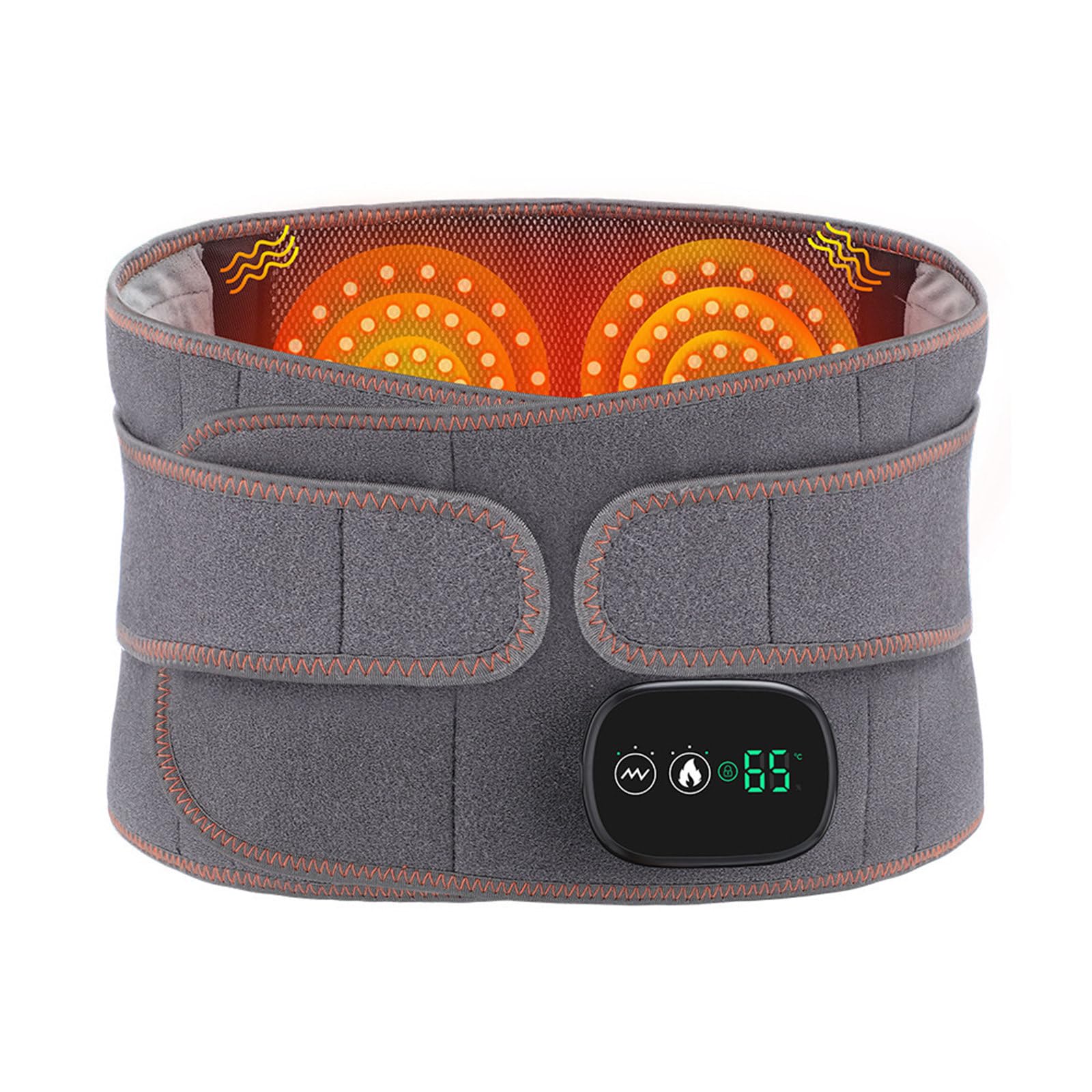 Almohadilla calefactora de cintura, correa calefactora inalámbrica, soporte lumbar para calentamiento abdominal, 3 modos de masaje de calentamiento rápido, batería recargable de 5000 mAh
