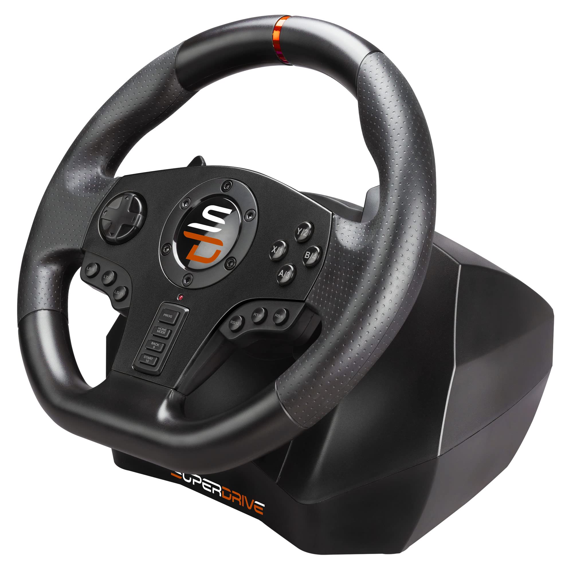 SUBSONIC Superdrive SV710 kierownica wyścigowa z pedałami nożnymi, łopatkami zmiany biegów i wibracjami – kompatybilna z komputerem PC (programowalna do wszystkich gier)