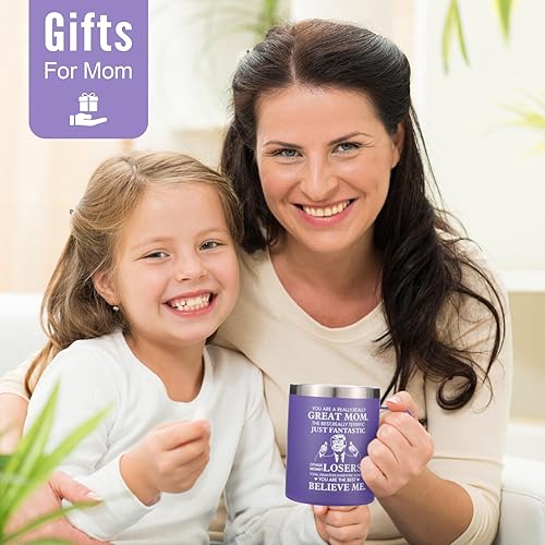 Miniatura 7 de NOWWISH Regalos para el día de la madre para mamá de hija e hijo, taza de café con texto en inglés "You're A Really Great Mom", regalos de