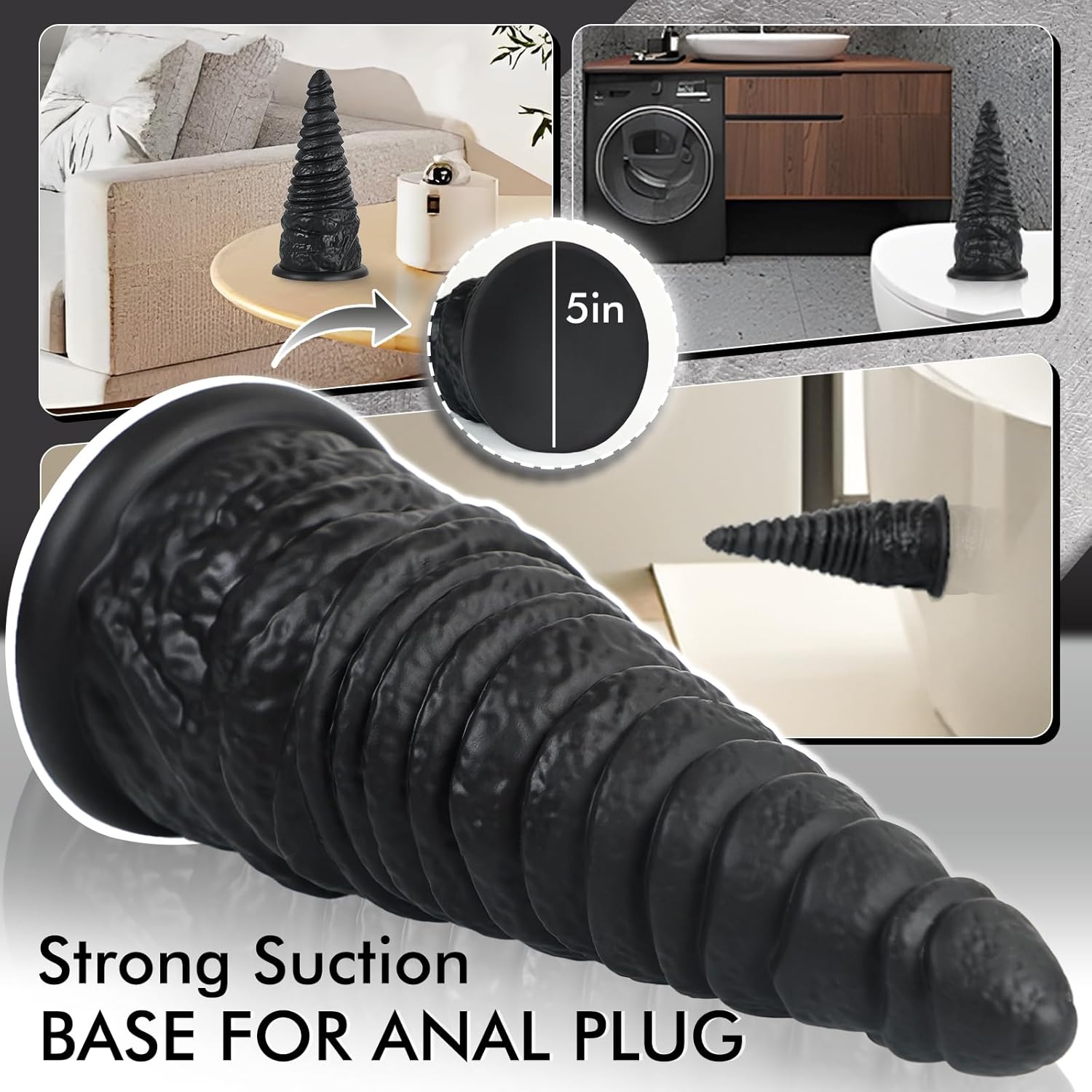 1.2'' to 4.2'' Diameter Thick Black Dildo Anal Plug Trainer, 11 Inch Silicone Huge Anal Dildo XXL Butt Plug with Suction Cup, Massive Anal Stretcher Dilator Sex Toys for G-spot & P-spot Stimulator