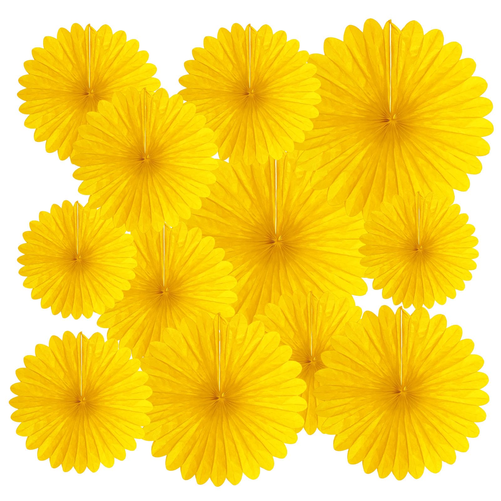 20 Pcs Golden Yellow Hanging Paper Fan, Hanging Honeycomb Round Paper Fans for Weddings, Birthdays, Christmas, Baby Showers, Classroom, Events Ceiling Party Supplies Decorations