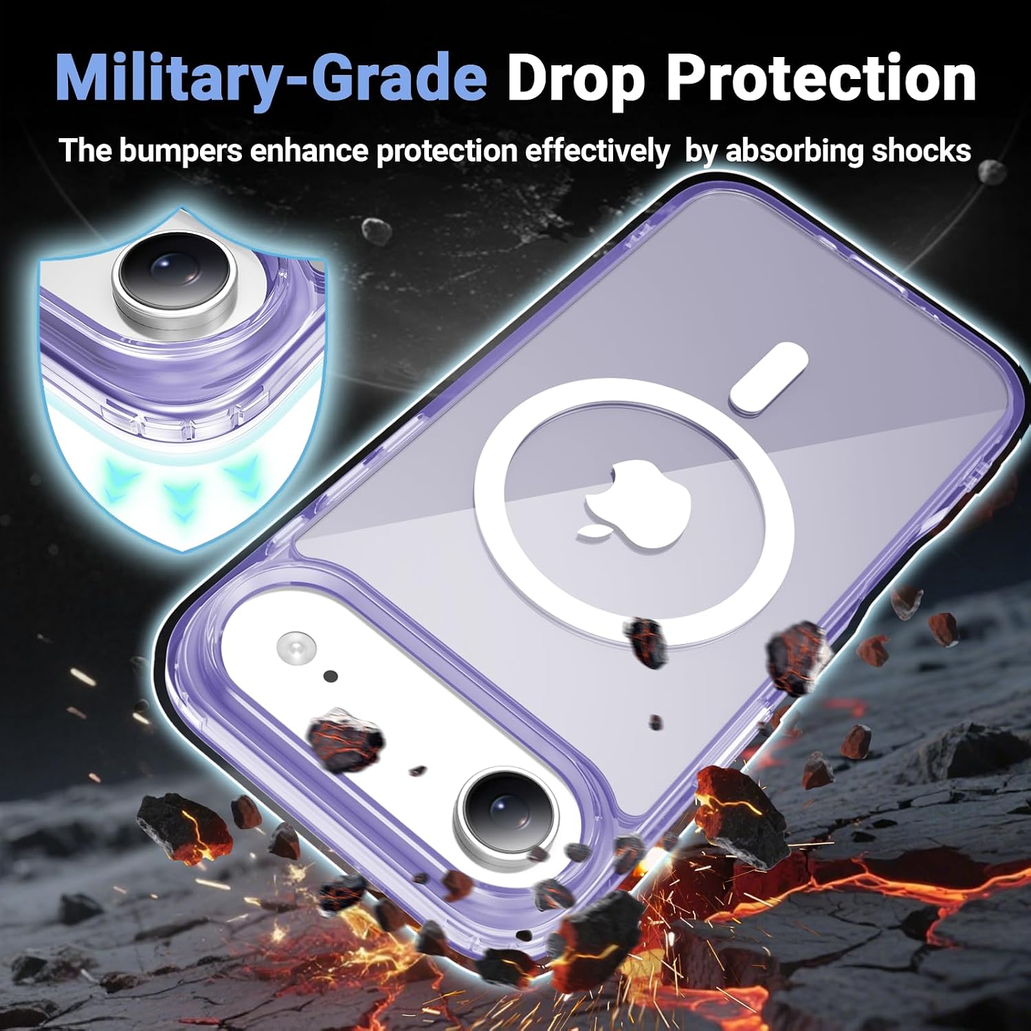for iPhone AIR Case with Screen Protector Clear Purple | Compatible with Magsafe, Anti-Yellowing, Military-Grade Protection, Shockproof Slim Magnetic Phone Case,6.5" thumbnail