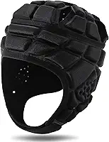KRUI Capacete macio com bandeira 7v7 capacete de futebol de rúgbi acolchoado macio protetor de cabeça ajustável respirável espuma EVA resistente a impactos para jovens adultos