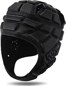 KRUI Capacete macio com bandeira 7v7 capacete de futebol de rúgbi acolchoado macio protetor de cabeça ajustável respirável espuma EVA resistente a impactos para jovens adultos