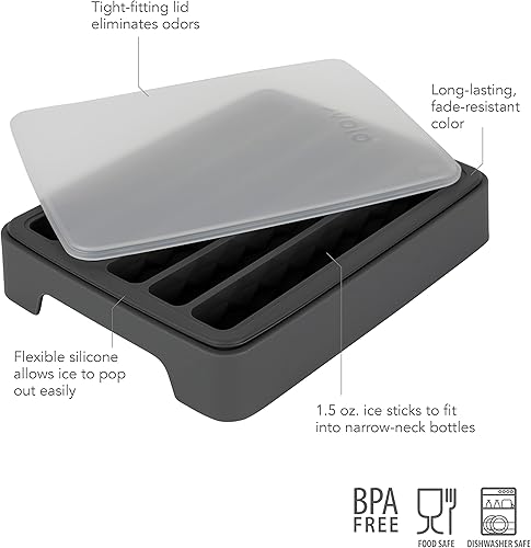 Miniatura 2 de Tovolo Bandeja estrecha de silicona para congelador, con forma de cubo de agua, hace 5 varillas delgadas congeladas para deportes, refrescos