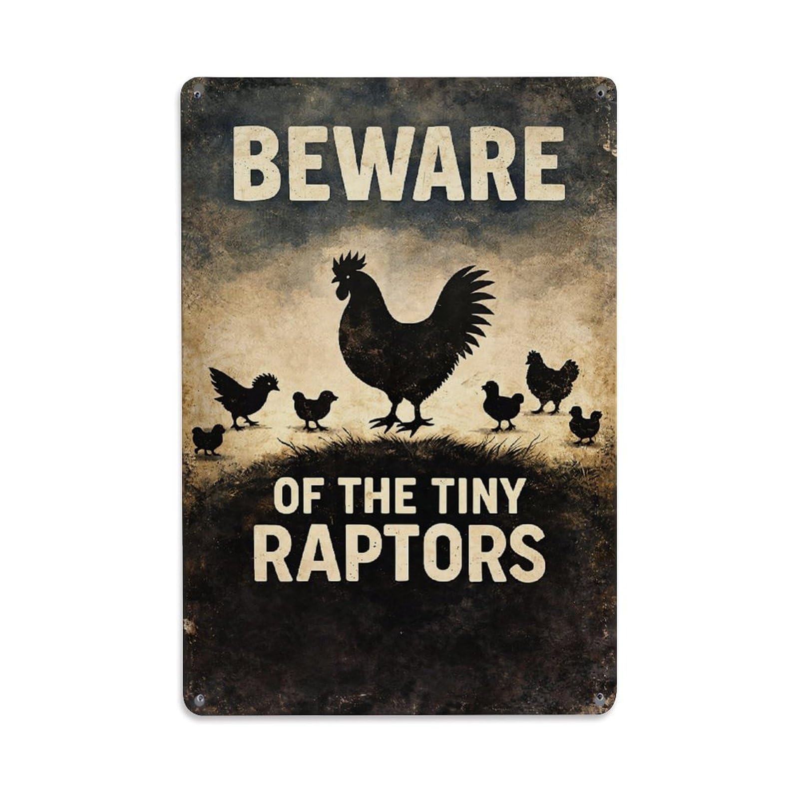 Nestemfo Vintage Beware Of The Tiny Raptors Tin Sign Metal Sign, Living Room,Bar, Home, Bedroom Wall Decor,Retro Metal Poster 8X12 Inches