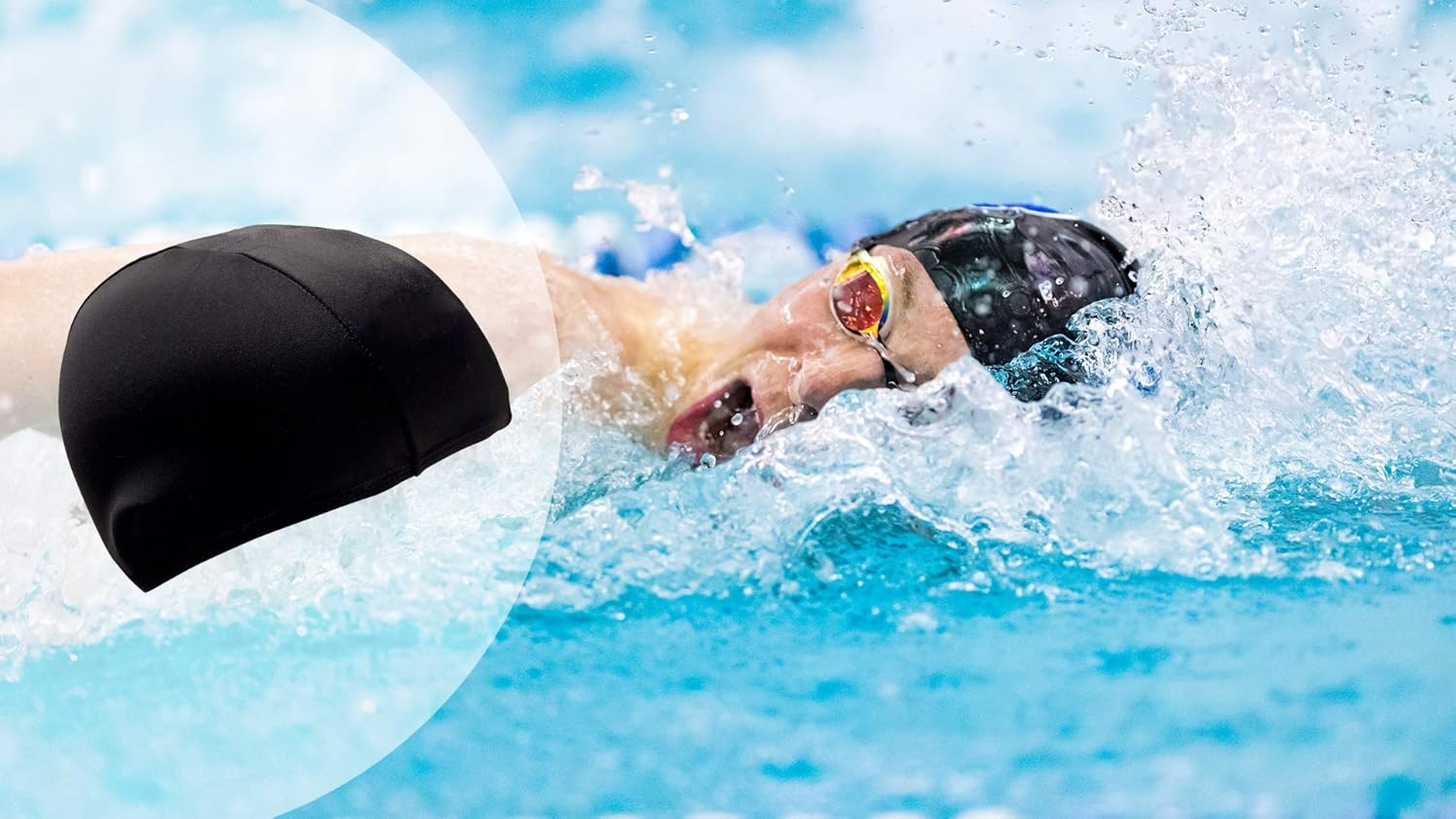 TraderPlus 4 Pack Nylon Spandex Fabric Swimming Cap Bathing Hat Shower for Men Women