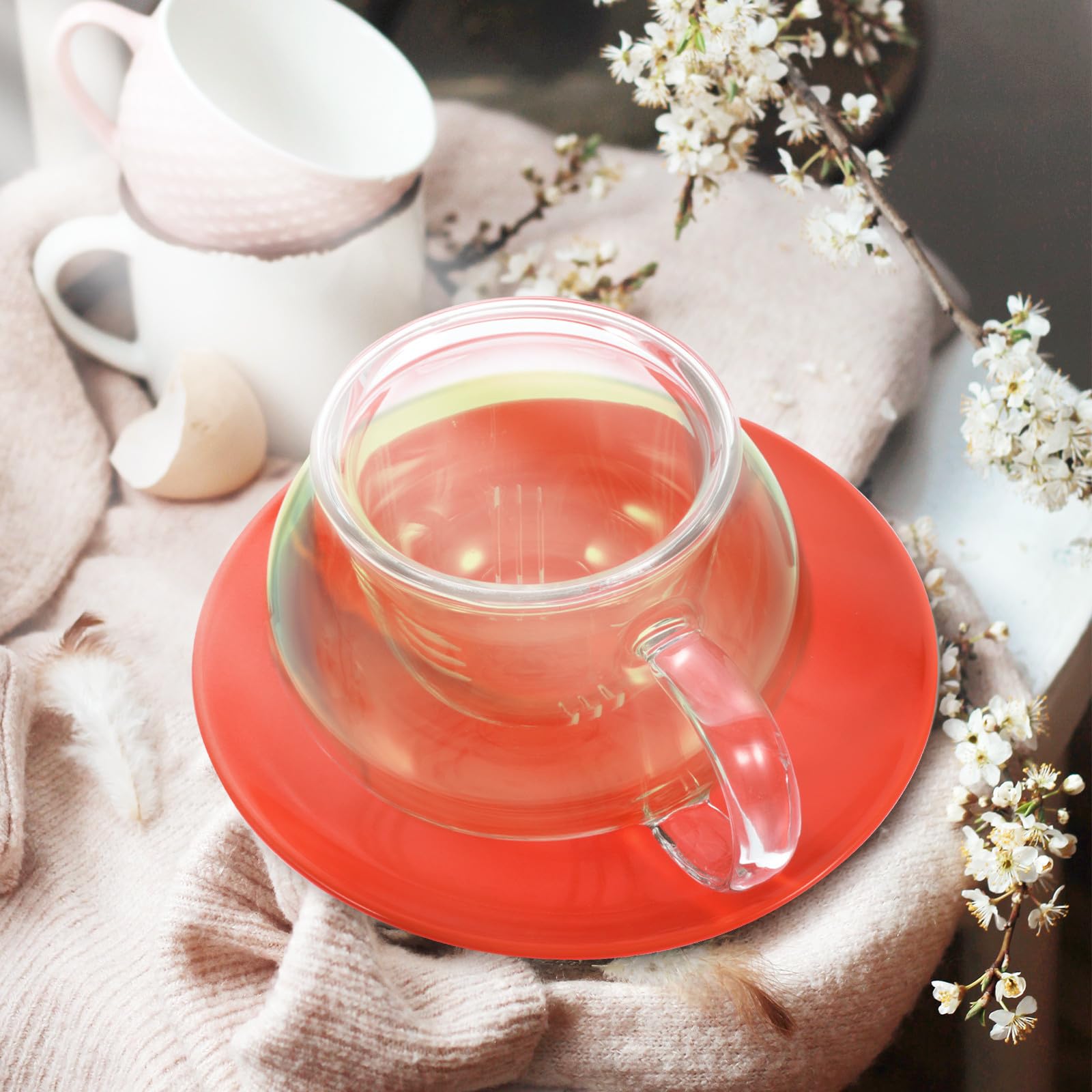 Taza de Té Filtro de Cerámica y Vidrio en Forma de Hongo Asa Ergonómica, Adecuado para Infusiones Hogar, Diseño Elegante y Funcional