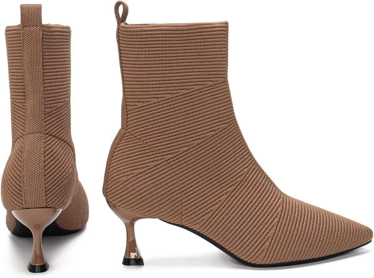 YEOJOU Sock Women's Ankle Boots & Booties Low Heel Comfortable Knit Shoes Fall Winter - Image 5