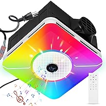 Bathroom Exhaust Fan with Bluetooth Speaker &amp; LED Light,230 CFM 1.5 Sone Bathroom Fan with Speaker,7 RGB Modes Music Sync,3CCT 3000K-6500K,Remote Control,Bluetooth Exhaust Fan Easy Install