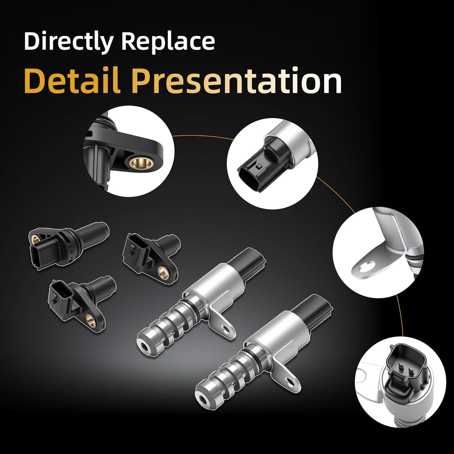 Engine Variable Valve Timing VVT Solenoid w/Crankshaft & Camshaft Position Sensor, for Nissan Rogue 2014-2019, for Altima 2013-2017, L4 2.5L, 916-922, 917-740, 23731JA00A