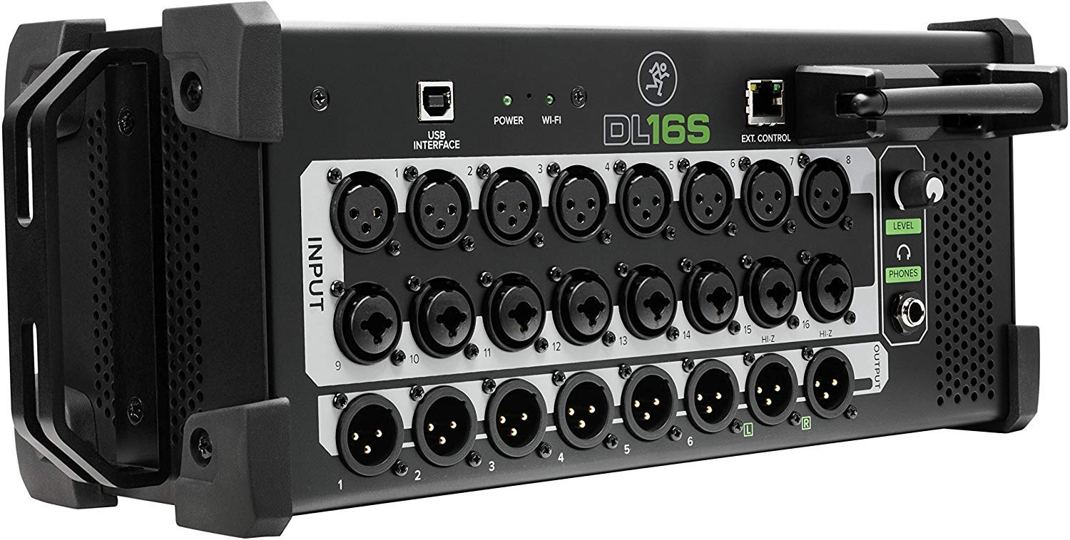 Mackie DL16S 16-Channel Digital Rack Mixer with Integrated 16-in/16-out USB 2.0 Audio Interface + Pro Headphone with Pair of EMB XLR Cable and Gravity Magnet Phone Holder Bundle TH02 (2)+M