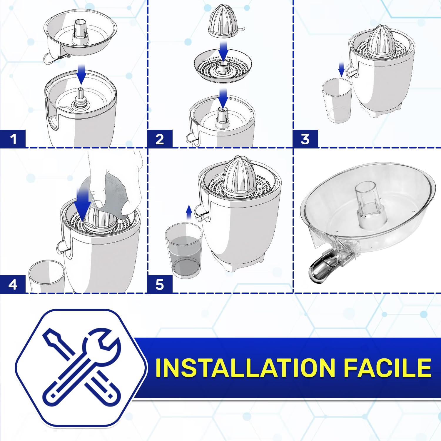 Bac de Récupération du Jus pour Presse Agrume Electrique avec Code Original 699170533 699170569 699170575 pour Smeg CJF01 - Garantie 10 Ans - MONTERAL