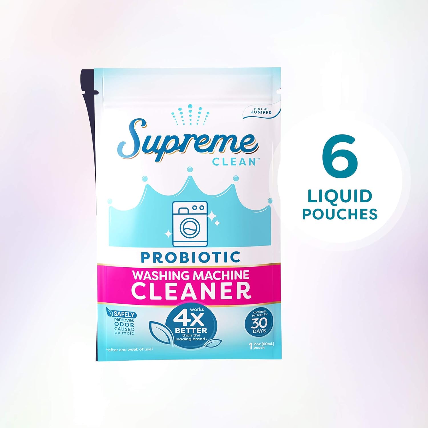 Supreme Clean Probiotic Washing Machine Cleaner – Removes Odor Caused by Mold, Mildew & Bacteria in Top Loaders, Front Loaders & HE Machines – 6 pouches : Health & Household