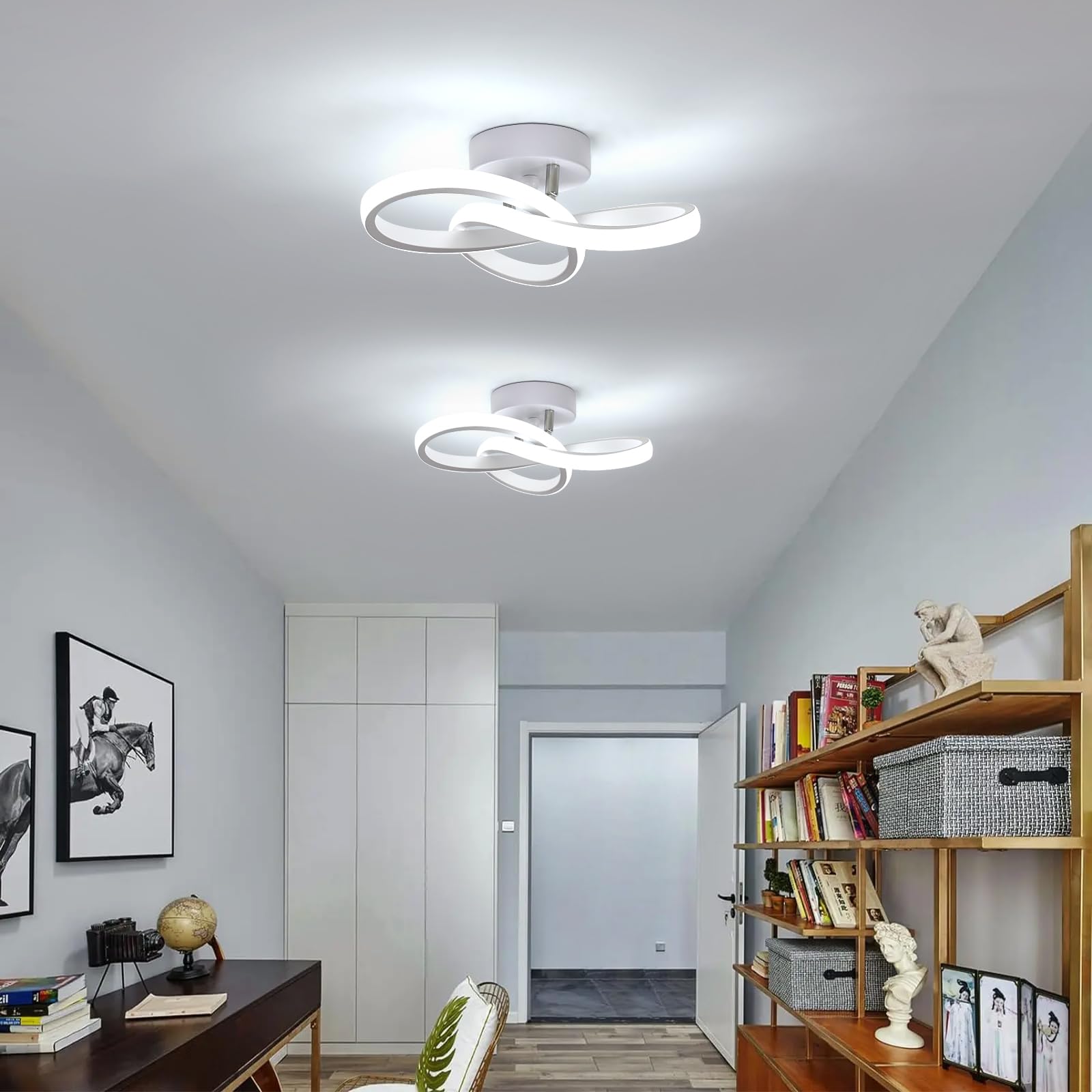 Osairous Plafoniera LED Soffitto Moderna, 22W 2500LM Lampada da Soffitto Design Forma di Fiore, Lampadario LED Bianco Soggiorno per Camera da Letto Cucina Corridoio, Bianco Freddo 6500K, 25CM