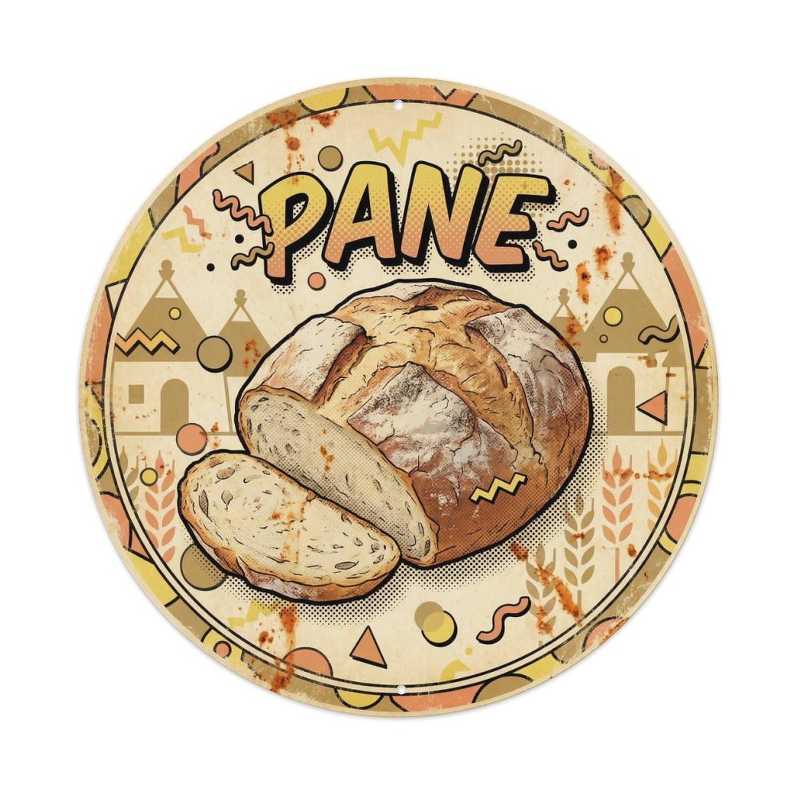 Bread Food Culture Italian Bakehouse Colorblock Pop Metal Tin Sign