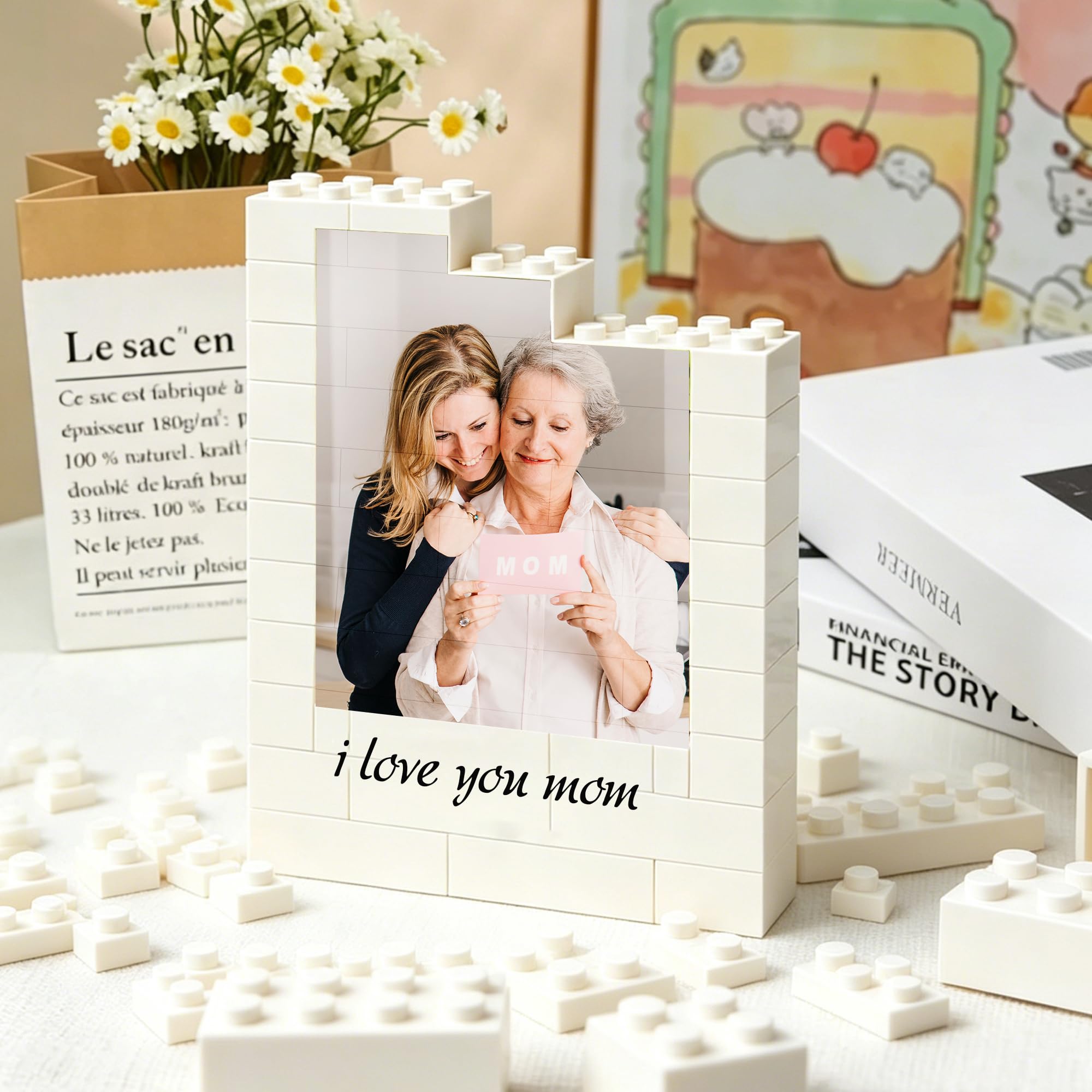 Personalised Puzzle Building Block Puzzles Picture Block Jigsaw Puzzle, Customised Photo Building Blocks Gifts for Christmas Birthday Wedding Home Decor(Vertical rectangle)