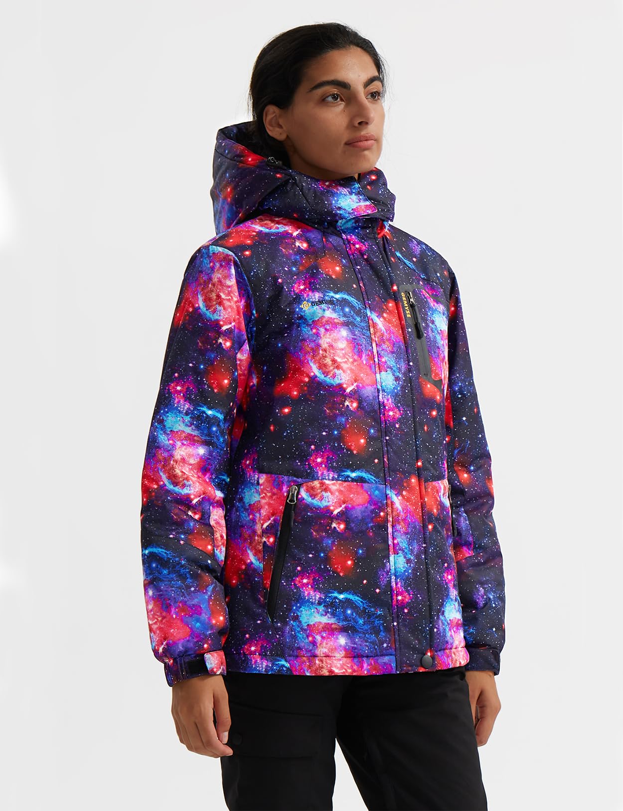 GEMYSE Donna Giacca da Sci impermeabile montagna Giacche Pile invernale antivento Cappotto con Cappuccio