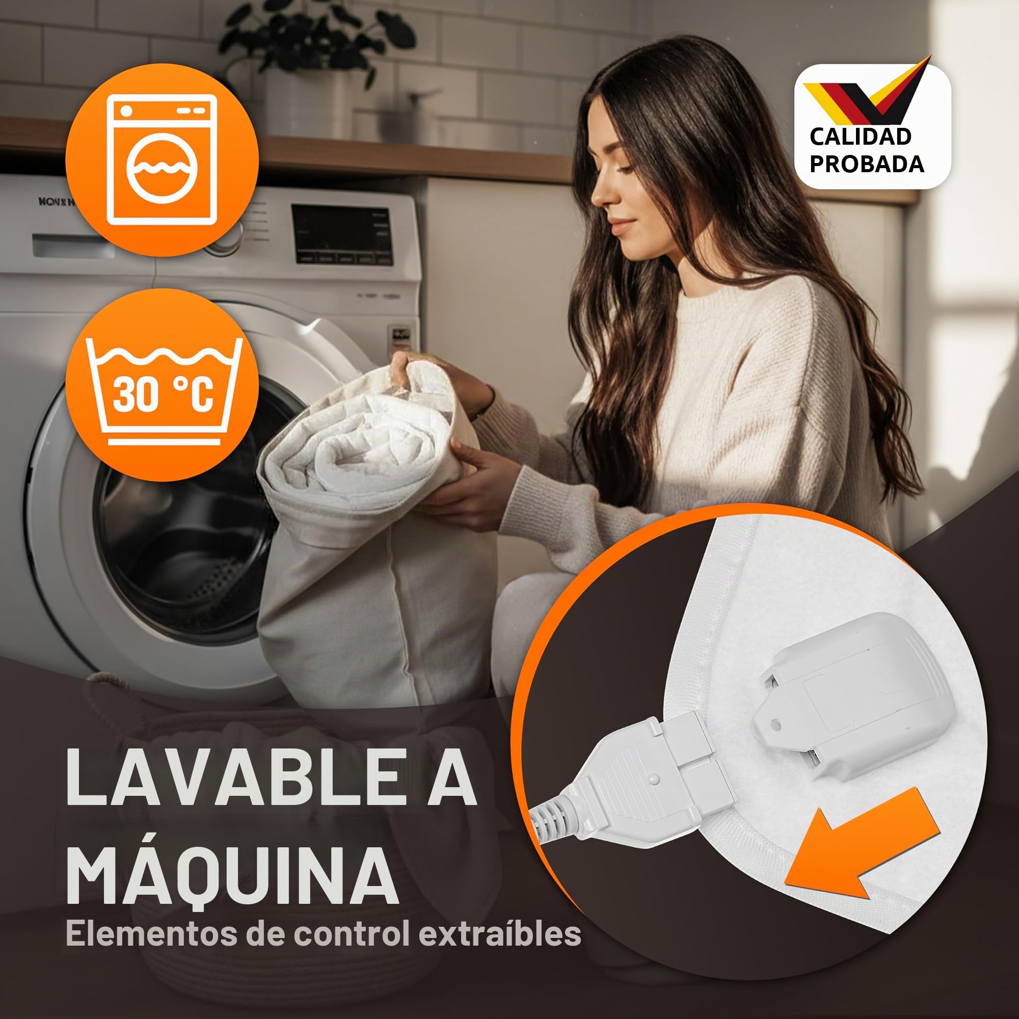 Monzana Manta Eléctrica Térmica 150x80cm Calientacamas eléctrico 60W Lavable Blanca 3 Niveles de Calor