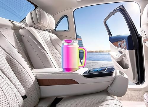 Miniatura 7 de Meoky Vaso de 32 Onzas con Asa, Vaso Aislado con Tapa y Popote, Taza de Viaje de Acero Inoxidable, Mantiene el Frío Durante 24 Horas, 100% a Prueba