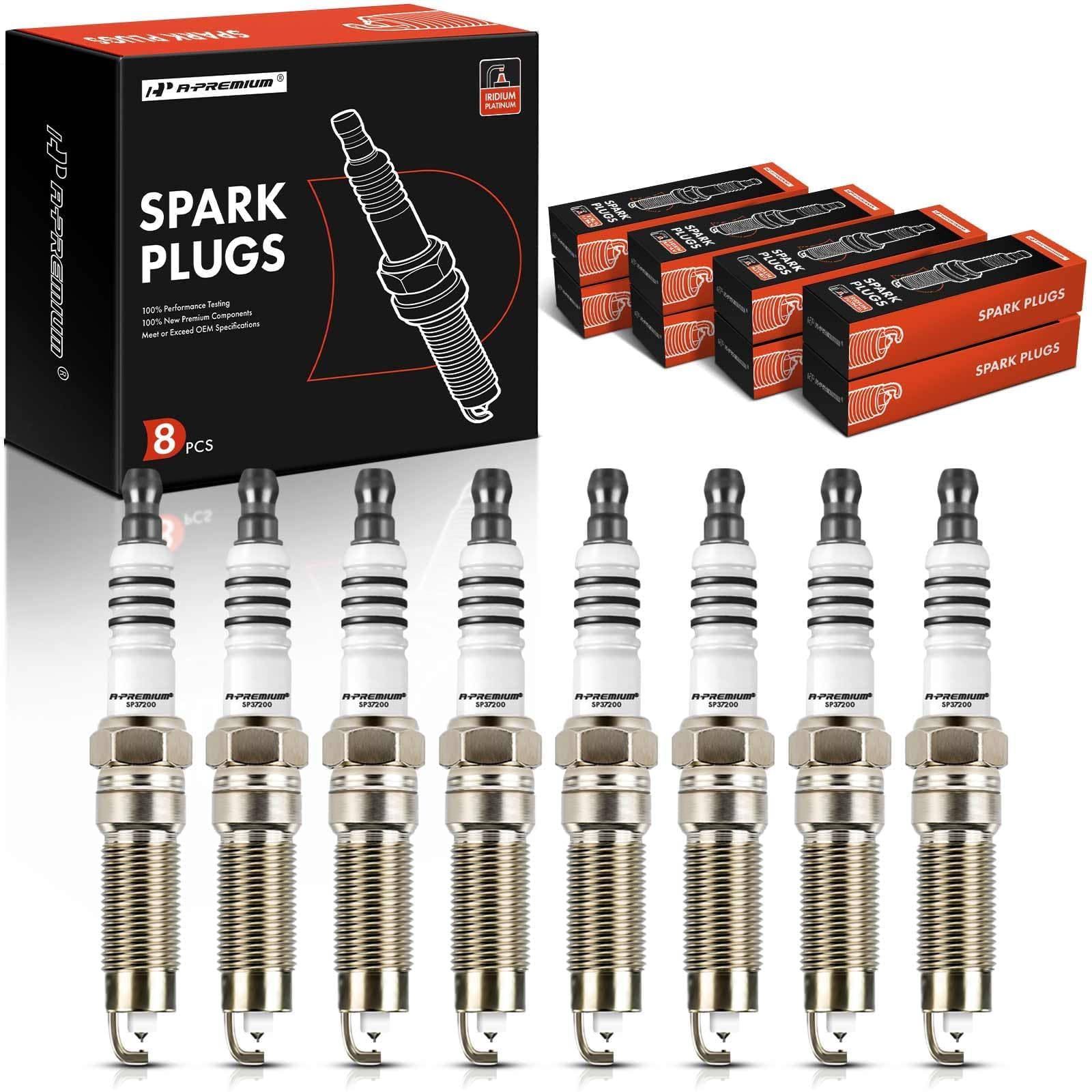 A-Premium Iridium Platinum Spark Plugs Compatible with Ford F-150, Explorer, Mustang, Expedition, F-250/F-350 Super Duty & Lincoln Navigator, Mark LT & Mercury Mountaineer, Pack of 8