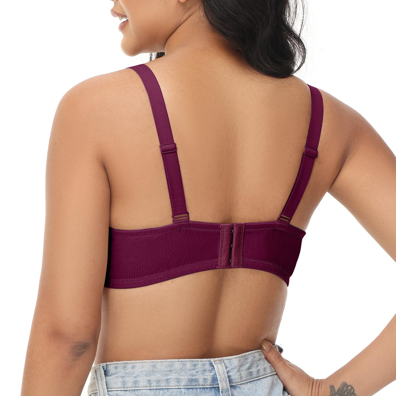 FallSweet Sujetador Escote Profundo Push up de Encaje para Mujer Push Up Sujetador con Aros Acolchado Añade una Copa Sujetador Sexy