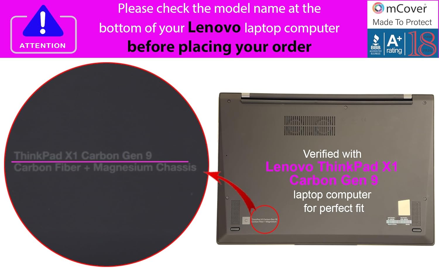 mCover Case ONLY Compatible for 2021-2024 14" Lenovo ThinkPad X1 Carbon Gen 9 / Gen 10 / Gen 11 Windows Notebook PC (with 180-degree Hinge, NOT Fitting Other Lenovo Models) - Clear