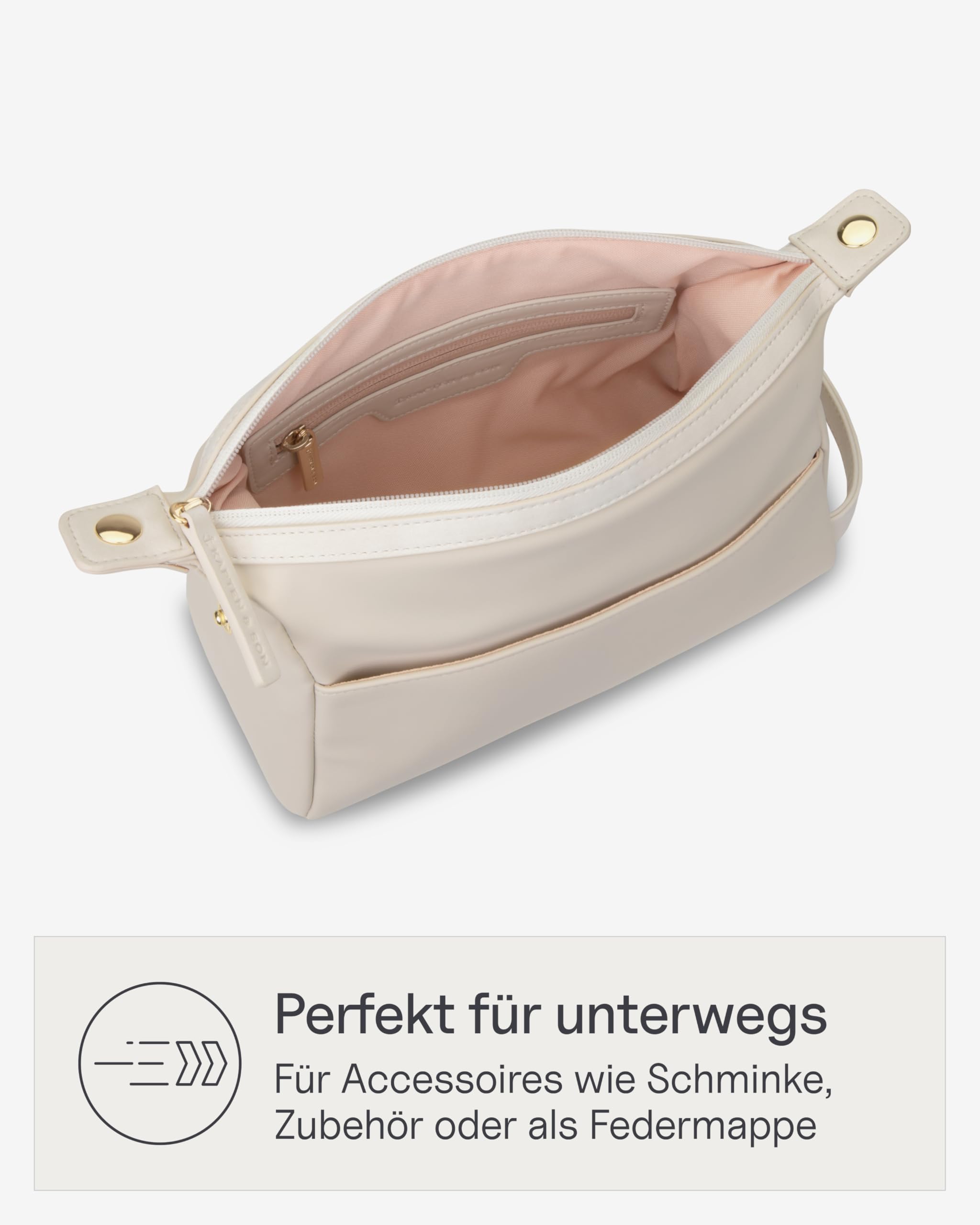 Kapten & Son Windsor Kulturtasche Sandstone 3L | Kulturtasche Damen & Herren | Kosmetiktasche aus veganem Tech-Material | Wasserabweisend, mit Innenfächern & Trageschlaufe | Washbag 14x25x11,5 cm