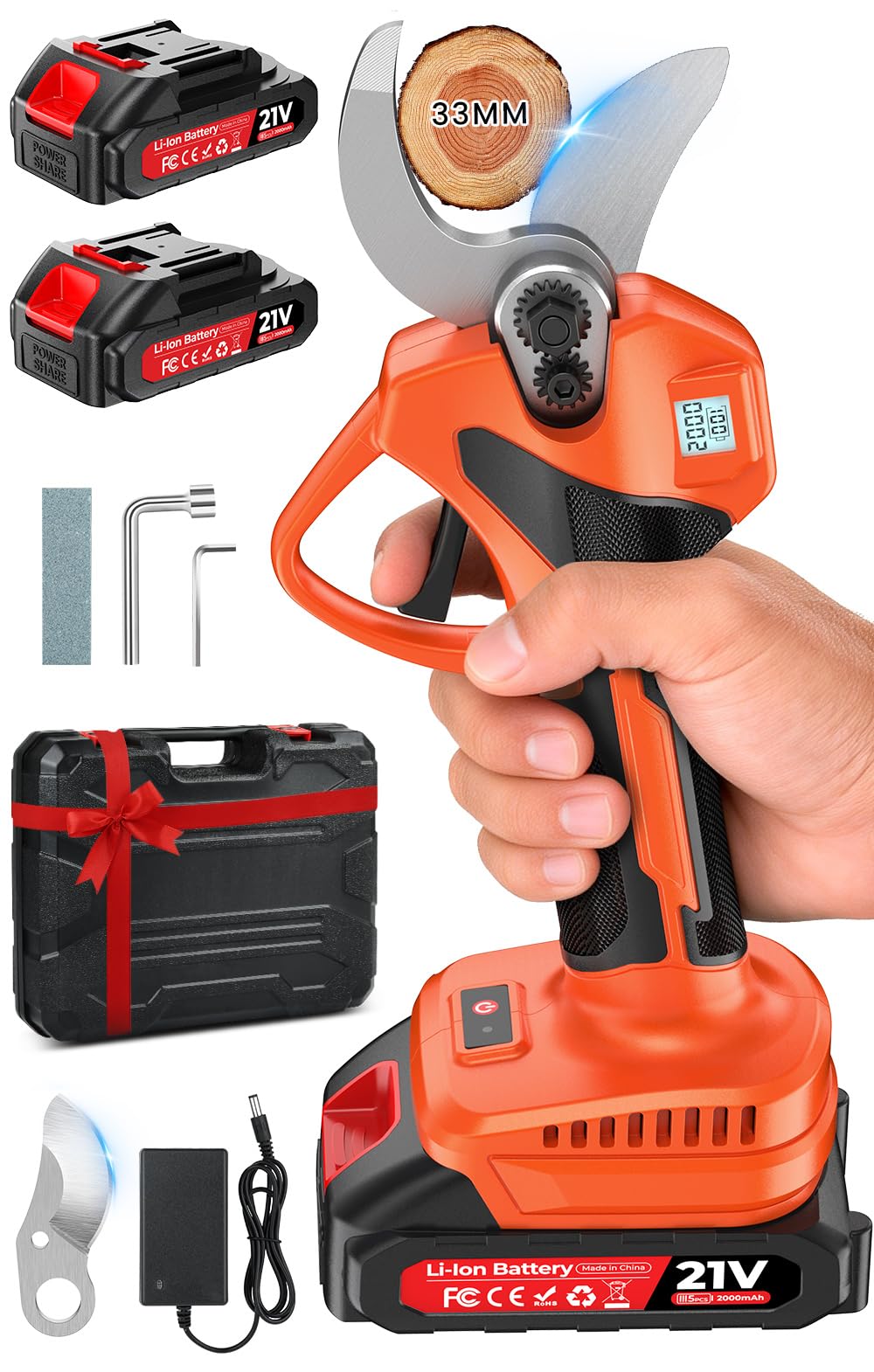 Secateur Electrique Sans Fil,Léger & Portable Secateur à Batterie,Max 33 mm