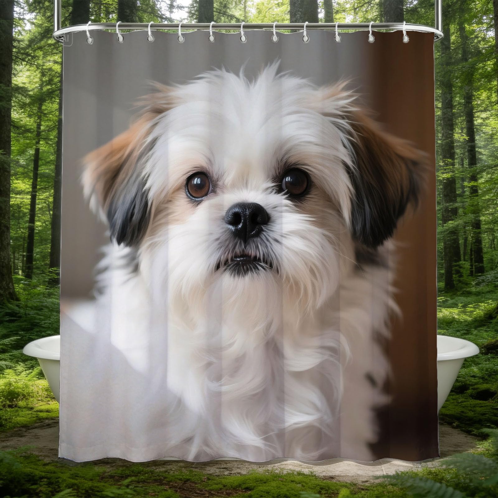 Rideau de douche imperméable contre les éclaboussures au sol, motif chien 200x200