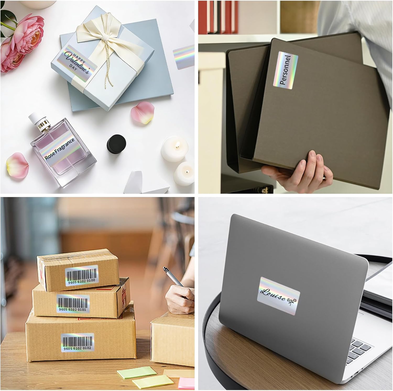 500pk Holographic Thermal Labels 2.25 x 1.25, Silver Rainbow Direct Thermal Stickers for Small Business & Packaging, Waterproof Barcode QR Labels - Image 7