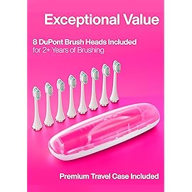 Aquasonic Vibe Series Ultra-Whitening Toothbrush - ADA Accepted Electric Toothbrush - 8 Brush Heads & Travel Case - 40,000 VPM Motor & Wireless Charging - 4 Modes w Smart Timer - Electric Pink