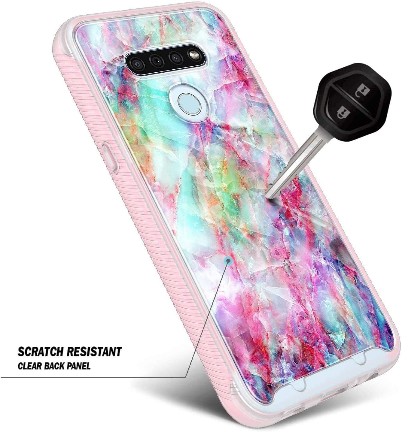 NZND Case for LG Stylo 6 with [Built-in Screen Protector], Full-Body Protective Shockproof Rugged Matte Bumper Cover, Impact Resist Durable Phone Case Cover for LG K71/Stylo 6 -Marble Design Fantasy